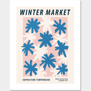 Winter market, Snowflakes, Flower market, Abstract art, Exhibition poster, Retro aesthetic, Mid century modern Posters and Art